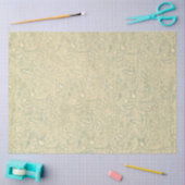 Retro  Creme Leaf Floral Moss Green Tissuepapier (Craft)