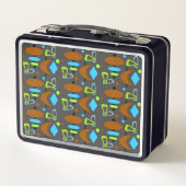 Retro Crescent Totem Shapes Metal Lunch Box (Achterkant)