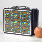 Retro Crescent Totem Shapes Metal Lunch Box (In situ)