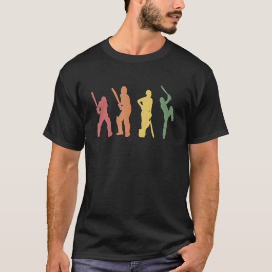 Retro Cricket Player cricketer T-shirt (Voorkant)