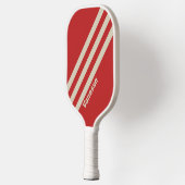 Retro Crimson Drie strepen met naam Pickleball Paddle (Links)