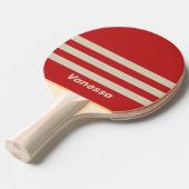 Retro Crimson Three Across Striping with Name Tafeltennisbatje (Voorkant Gekanteld)