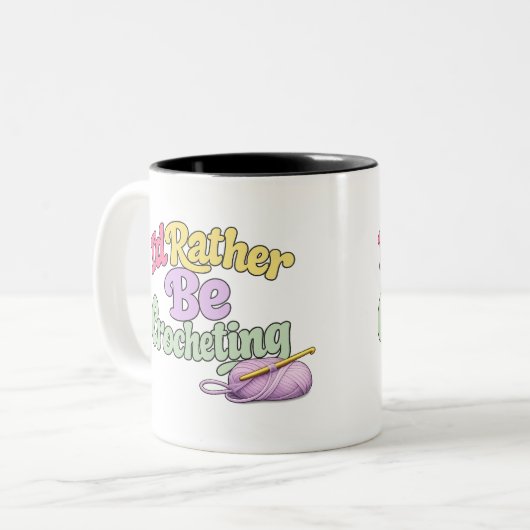 Retro Crochet Style Two-Tone Coffee Mug (Devant gauche)