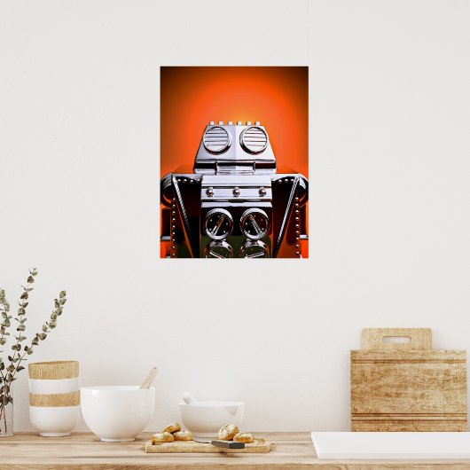 Retro Cropped Speelgoed Robot 04 Poster (Keuken)