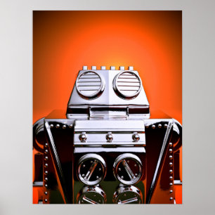 Retro Cropped Speelgoed Robot 04 Poster