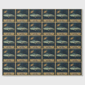 Retro Cruiser in Deep Space  Cadeaupapier (Vlak)