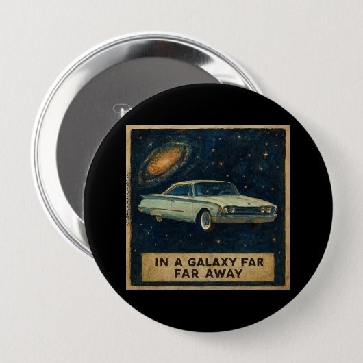 Retro Cruiser in Deep Space  Ronde Button 4,0 Cm (Voorkant /achterkant)