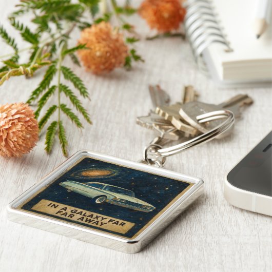 Retro Cruiser in Deep Space Sleutelhanger (Zijkant)