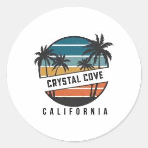 Retro Crystal Cove State Park Californië Surfplank Ronde Sticker