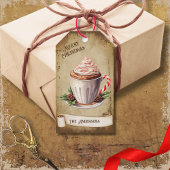 Retro Cup Pepermunt Hot Cacao Kerst Cadeaulabel