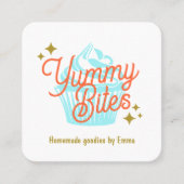 Retro Cupcake Baker Vierkante Visitekaartje (Voorkant)
