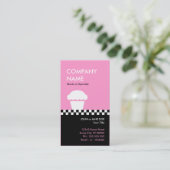 retro cupcake checkers visitekaartje (Staand voorkant)