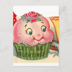  retro cupcake en theekopje Valentijnsdag Feestdagenkaart