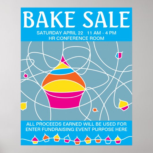 rétro CUPCAKE formes bake sale poster (Devant)