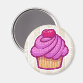 Retro Cupcake Magneet in Roze (Voorkant / Achterkant)