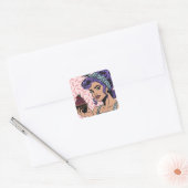 Retro Cupcake Pop Art Comic Style Vierkante Sticker (Envelop)