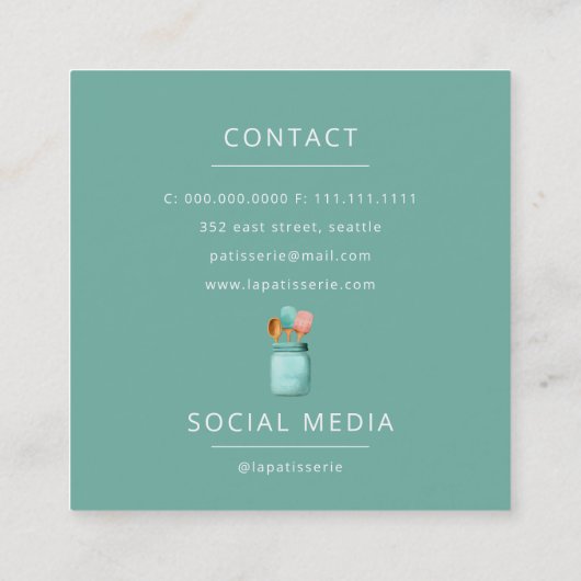  Retro Cupcake Stand Bakkerij banketbakker Vierkante Visitekaartje (Achterkant)