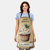 Retro Cupcake Vrolijk Kerstfeest Schort (Gedragen)