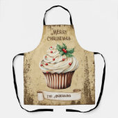 Retro Cupcake Vrolijk Kerstfeest Schort (Voorkant)