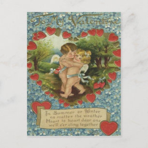 Retro Cupids Kissing Valentijn Kaart