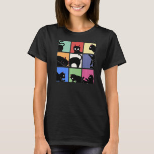 Retro Curieuze Cat Meme Katten Mam Pap T-shirt