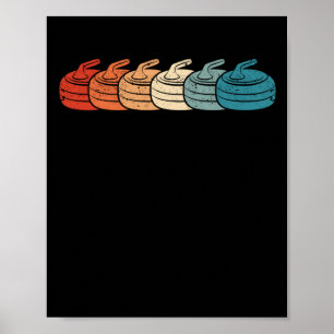 Retro  Curling Player Curler Winter Ice Poster