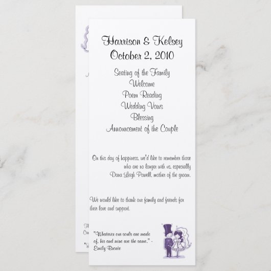 Retro Cursive Wedding Program Programma (Voorkant / Achterkant)