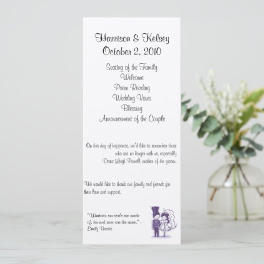 Retro Cursive Wedding Program Programma (Staand voorkant)