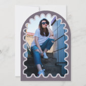 Retro Curve Squiggle Wavy Paarse Arch Afstuderen Kaart (Achterkant)