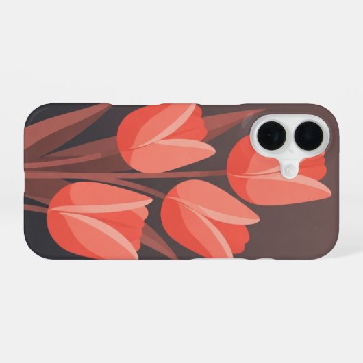Retro Curved Tulip iPhone 16 Hoesje (Achterkant horizontaal)