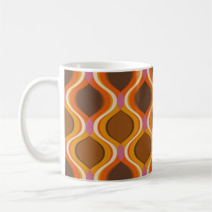 Retro Curven: jaren '60-70 Wallpaper Textuur. Koffiemok