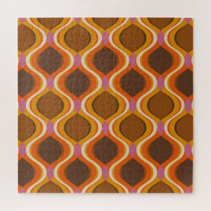 Retro Curven: jaren '60-70 Wallpaper Textuur. Legpuzzel