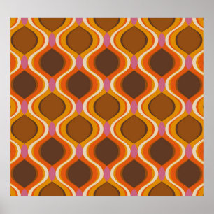 Retro Curven: jaren '60-70 Wallpaper Textuur. Poster