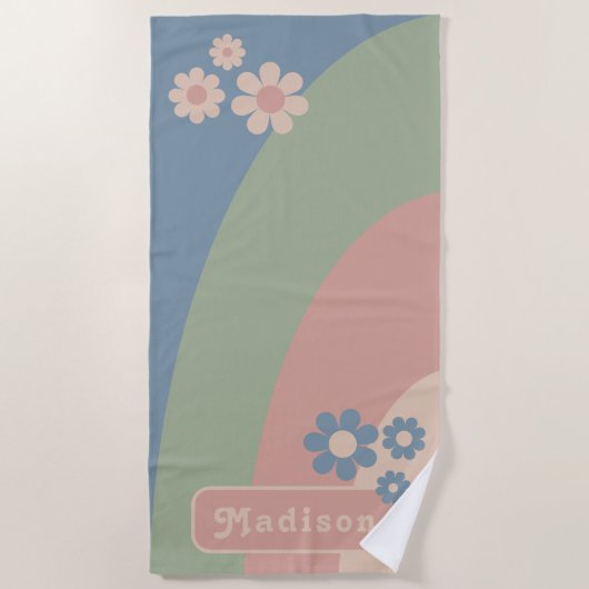 Retro Curves Groovy Floral Strandlaken (Voorkant)