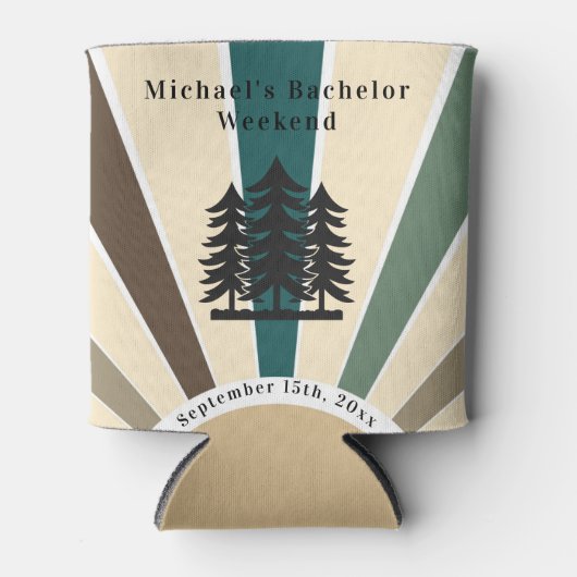 Retro Custom Brown Trees Bachelor Weekend Blikjeskoeler (Voorkant)