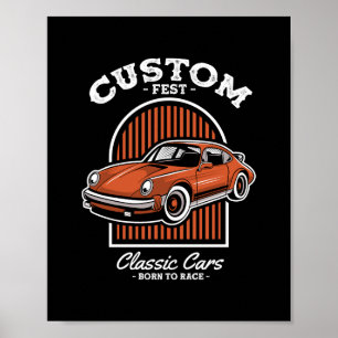 Retro Custom Fest sportwagen ontwerp Poster