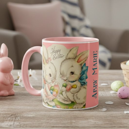Retro Custom Happy Easter Bunnies Mok