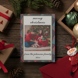 Retro Custom Photo Christmas Holiday Kaart