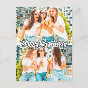 Retro Cute Aangepaste 2-foto's Sjabloon Gelukkige  Briefkaart