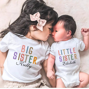 Retro cute bij elkaar passende grote zus