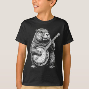 Retro cute bosmarmot die op de banjo speelt I T-shirt