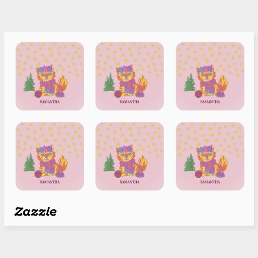 Retro Cute Cat Christmas Sticker (Feuille)