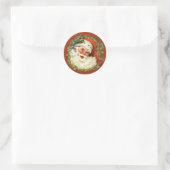 Retro Cute Chubby Santa Wreate Kerstfeestdag Ronde Sticker (Tas)