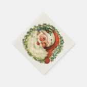 Retro Cute Chubby Santa Wreath Holiday Kerstmis Servetten (Hoek)