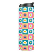 Retro Cute colorful Pastel Flowers Pattern Thermosbeker (Gedraaid links)