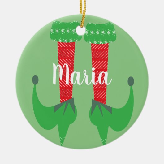 Retro Cute Elf Feet hoort kerstcadeautjes Keramisch Ornament (Voorkant)