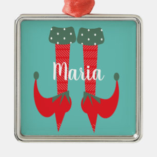 Retro Cute Elf Feet hoort kerstcadeautjes Metalen Ornament