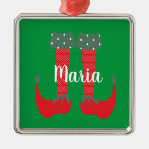 Retro Cute Elf Voeten Kerstcadeau Metalen Ornament