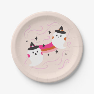 Retro Cute Ghost Kind Halloween Party Papieren Bordje