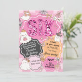 Retro Cute Ghost Spooky Halloween Invitation Kaart (Staand voorkant)